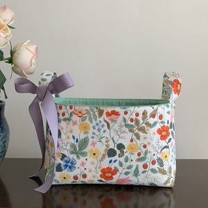 Storage Fabric Basket by Rifle Paper Co. Strawberry Fields - Ivory 3